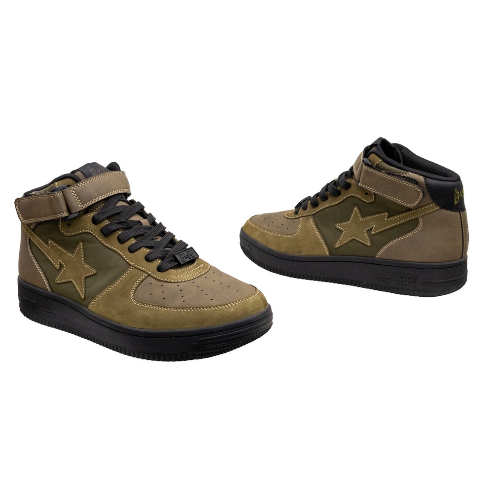 A Bathing‎ Ape BAPE STA Mid Olive Green Black Sneakers Shoes US 11 EU 45 Men's